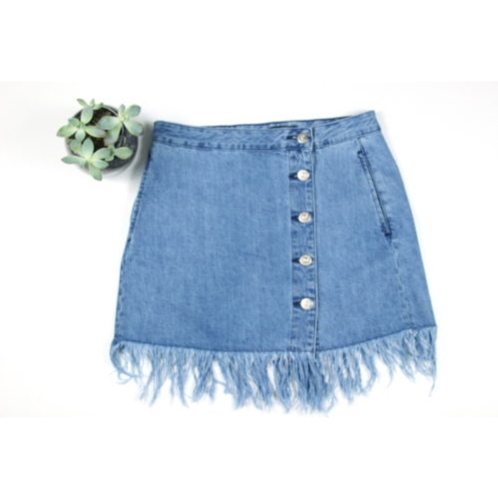 3x1 NYC fringe button down denim skirt size S